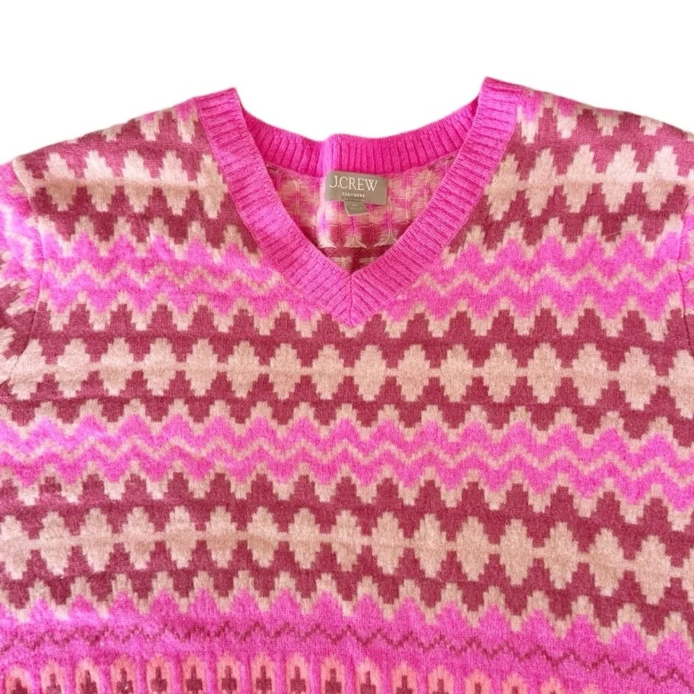 J. Crew • Cashmere Cropped Fair Isle V-neck Sweater - Picture 13 of 15